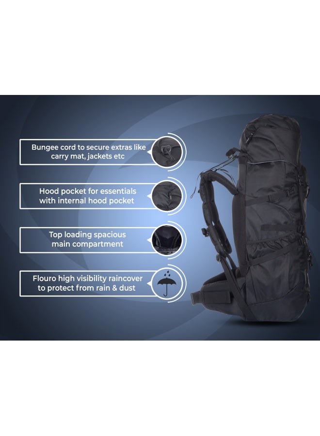 جرينلاندز حقيبة ظهر GNL Globo بسعة 45 لتر – نايلون ripstop أسود، أحزمة مبطنة، أقسام متعددة وبناء متين - Image 3