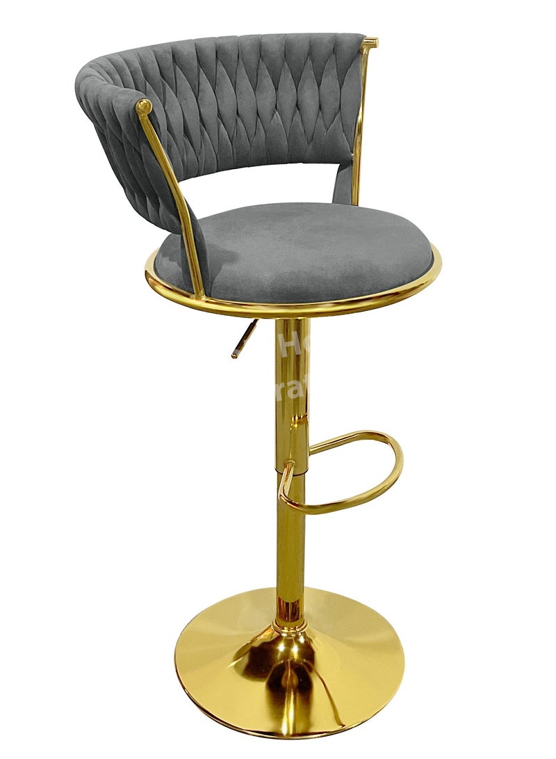 MAPLE HOME DECORATION Velvet Bar Stool Chair Metal Leg, Adjustable High Backrest 360° Upholstered Seat Kitchen Home Office Chairs - Image 1