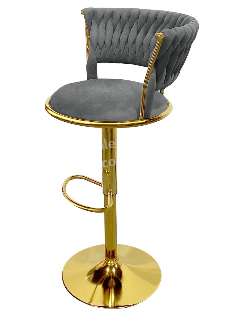 MAPLE HOME DECORATION Velvet Bar Stool Chair Metal Leg, Adjustable High Backrest 360° Upholstered Seat Kitchen Home Office Chairs - Image 3