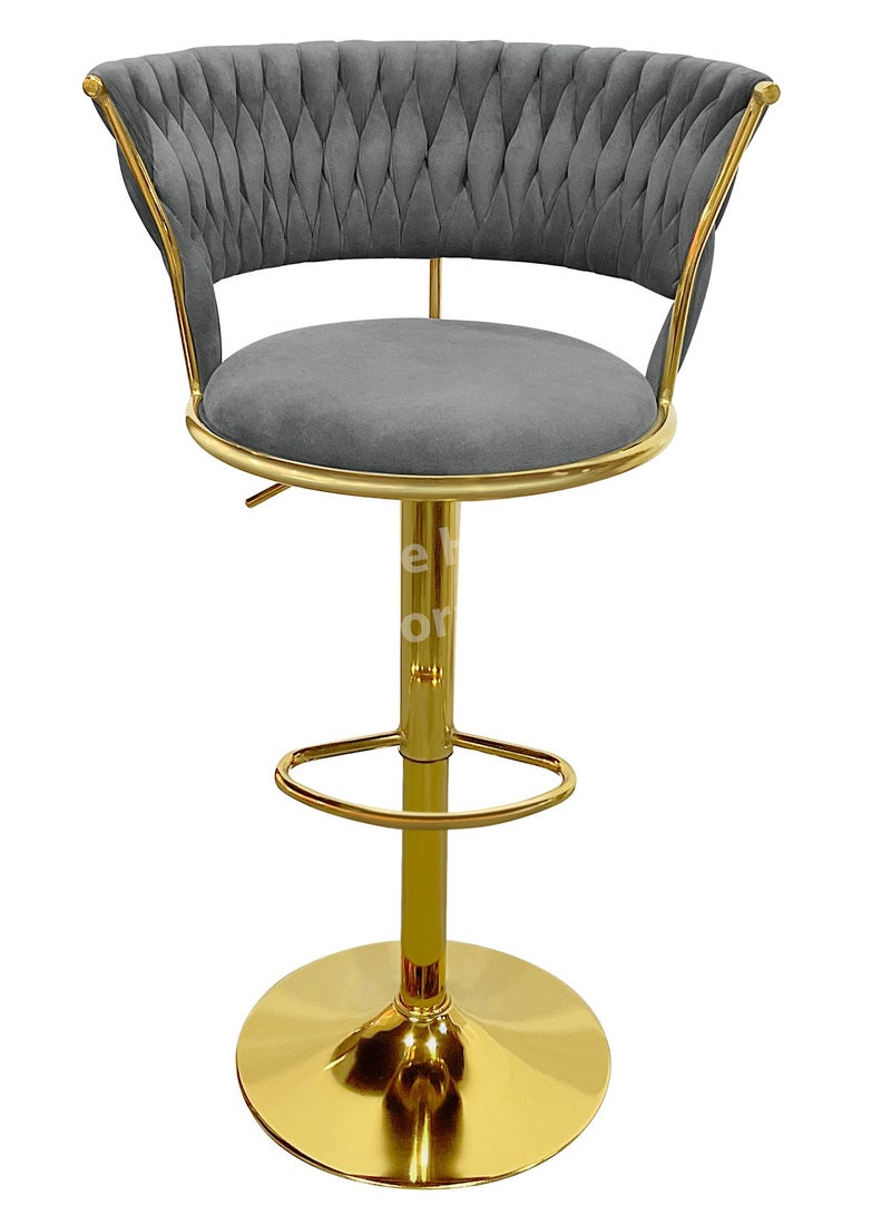 MAPLE HOME DECORATION Velvet Bar Stool Chair Metal Leg, Adjustable High Backrest 360° Upholstered Seat Kitchen Home Office Chairs - Image 2