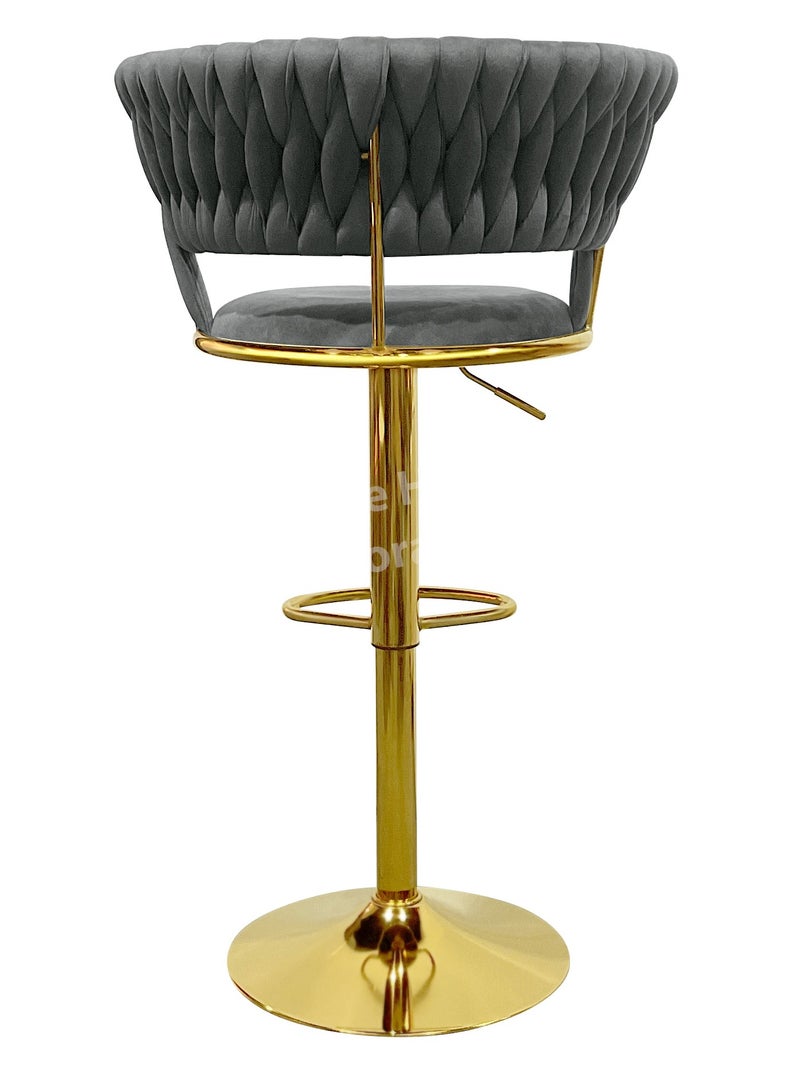 MAPLE HOME DECORATION Velvet Bar Stool Chair Metal Leg, Adjustable High Backrest 360° Upholstered Seat Kitchen Home Office Chairs - Image 5