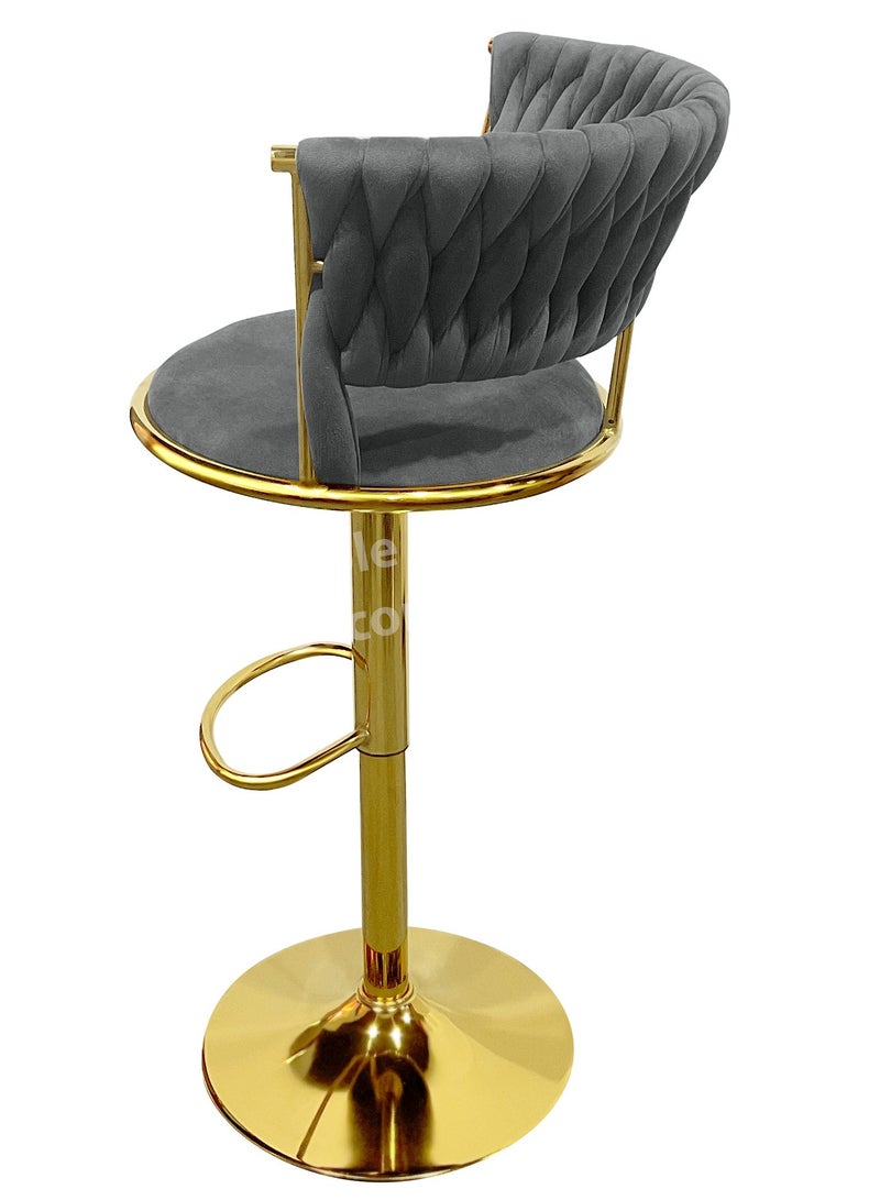 MAPLE HOME DECORATION Velvet Bar Stool Chair Metal Leg, Adjustable High Backrest 360° Upholstered Seat Kitchen Home Office Chairs - Image 4