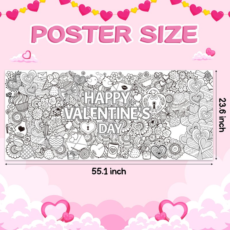 BZaber Jumbo Happy Valentine's Day Coloring Poster - Giant Mandala Flower Wall Art Decoration for Kids, Home and Classroom Decor - Image 2