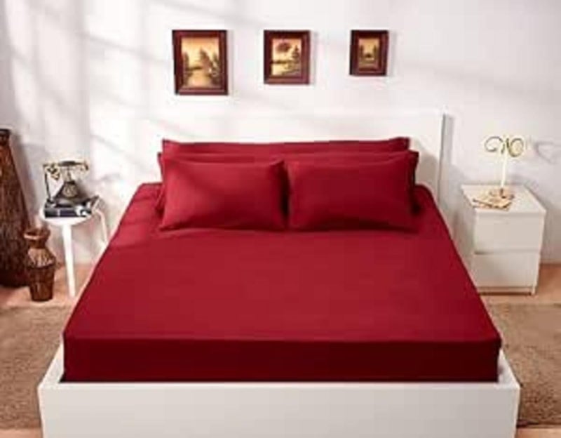 Nonu Store Plain Fitted Sheet Set Hotels, Homes & Touristic Villages Three Pieces Red 100cm*200cm*30cm Cotton Red