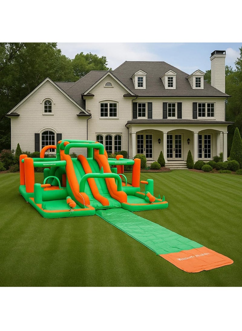 Inflatable Twin Water Slide With Bouncer for Kids Outdoor Play Twin slide Mega bouncer  - Image 1