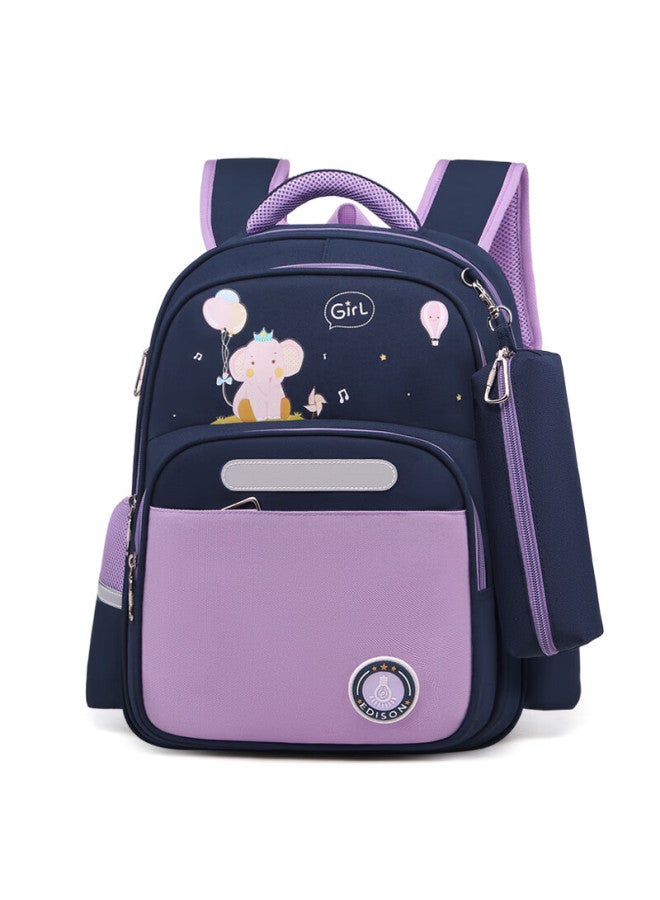 Edison Elementary School Backpack For Girls, Grades 1-3, Lightweight With Reflective Strips And Multiple Compartments, Purple 2391-2 - Image 1