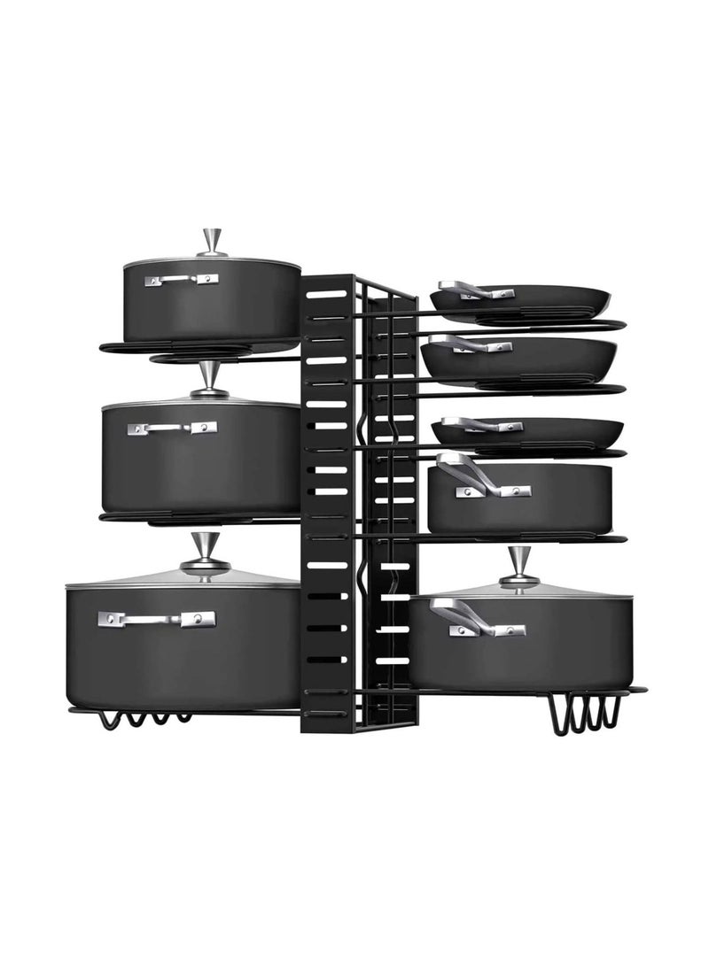 بلومنغ تايم 8 طبقات منظم للأواني والمقالي ، حاملات غطاء وعاء قابل للتعديل ورف للمقلاة لمنضدة المطبخ والخزانة - Image 1