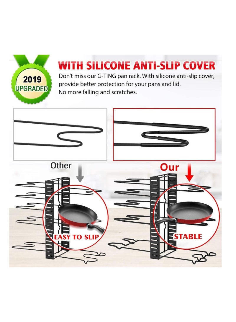 بلومنغ تايم 8 طبقات منظم للأواني والمقالي ، حاملات غطاء وعاء قابل للتعديل ورف للمقلاة لمنضدة المطبخ والخزانة - Image 4