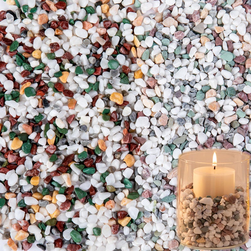 2 Pounds Natural Pea Gravel Pebbles for Plants,1/5 Inch Small Rocks for Succulents and Cactus,Terrarium,Vase,Fish Tank Gravel,Decorative Pebbles for Indoor Plants,Landscape Stones (Mixed)