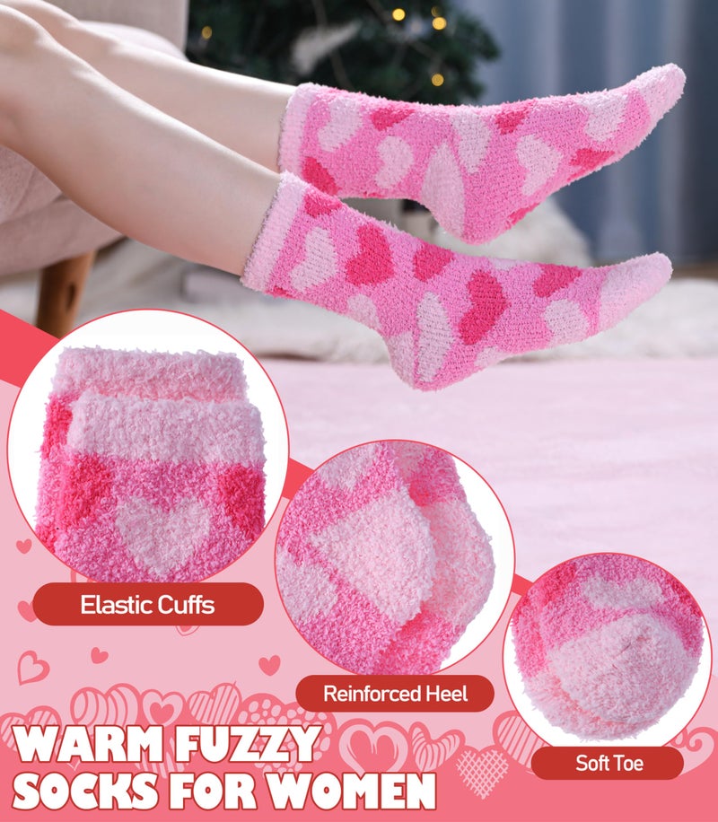 LINEMIN Womens Fuzzy Socks Cozy Fluffy Winter Slipper Warm Thick Fleece Soft Home Sleeping Socks (Mix Heart-shaped) - Image 4
