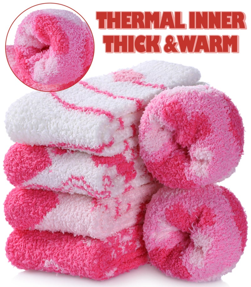 LINEMIN Womens Fuzzy Socks Cozy Fluffy Winter Slipper Warm Thick Fleece Soft Home Sleeping Socks (Mix Heart-shaped) - Image 5
