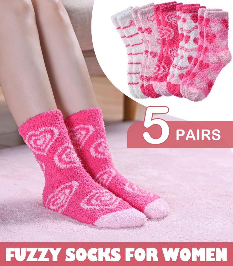 LINEMIN Womens Fuzzy Socks Cozy Fluffy Winter Slipper Warm Thick Fleece Soft Home Sleeping Socks (Mix Heart-shaped) - Image 3