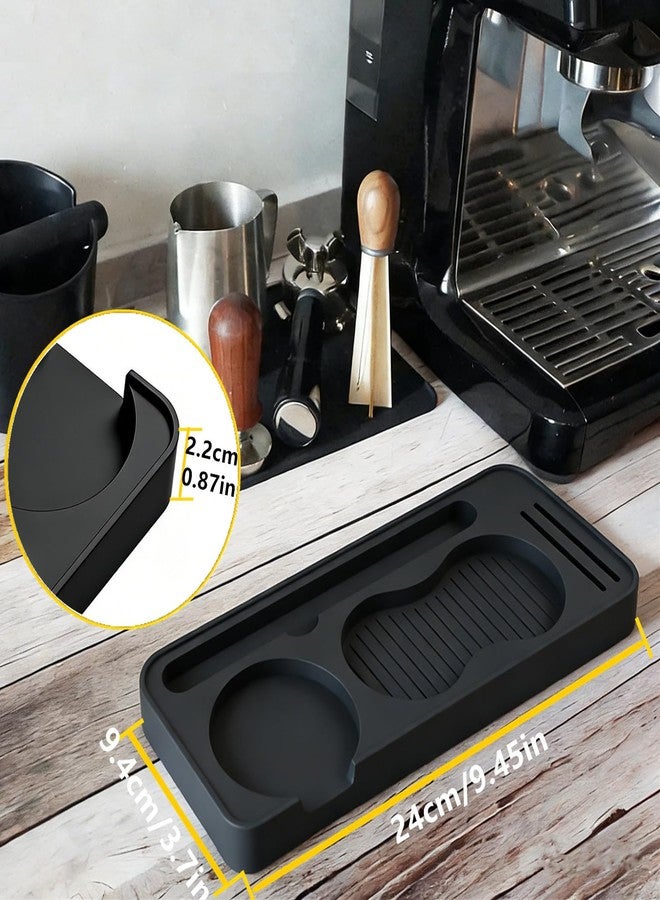 IYYI Espresso Tamping Mat, Espresso Tamper Mat, Coffee Tamper Mat for Countertop, Non-Slip Heat Resistant Silicone Portafilter Mat for Distributor, Brush & Puck Screen, Dishwasher Safe (Black, 9.5"×3.7") - Image 2