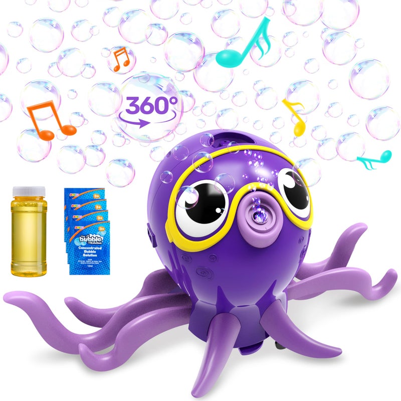 SYNCFUN Dancing Octopus Bubble Machine with Music 360 Moving AutoAvoidance Cute Bubble Machine Gun Blower with Solution Refills for KidsEasterOutdoor BirthdayParty - Image 3