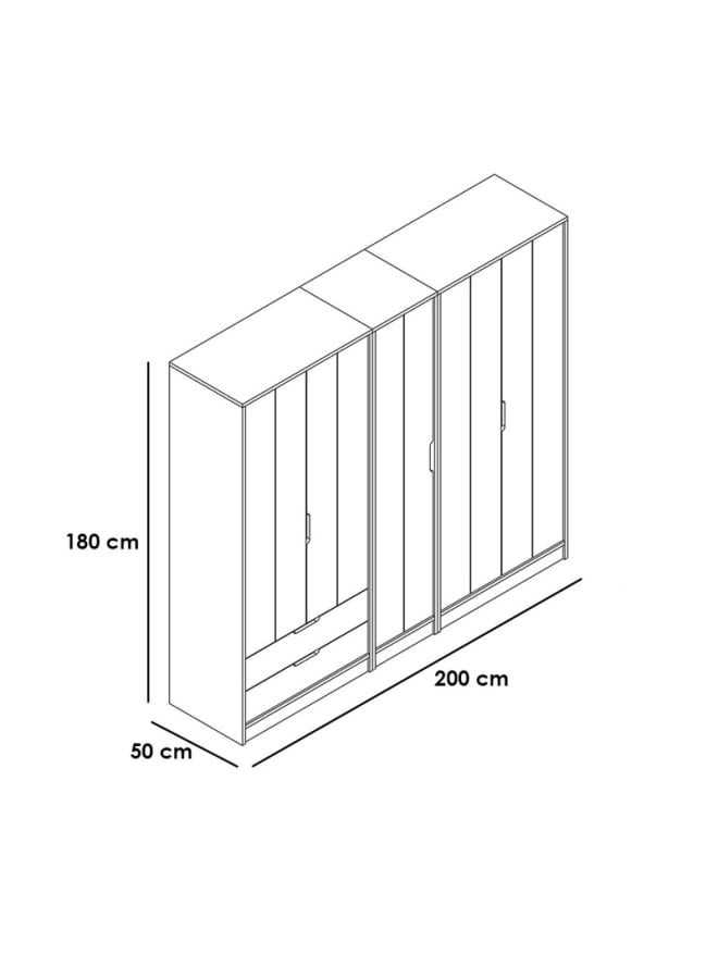 ريترو RA055 دولاب 200×180×50سم - أبيض×بيج - Image 4