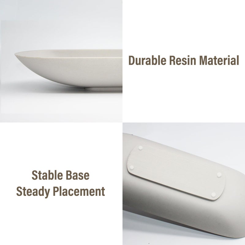 LIN CHUAN Large Decorative Bowl for Home Decor - Long Dough Bowls with Anti Slip Base for Table Centerpieces - Grey Minimalist Design Dough Decor Bowl for Coffee Table, Dining Table Centerpiece - Image 5