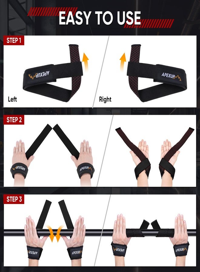 APEXUP Lifting Straps with Padded Neoprene, Anti Slip Silicone and Premium Cotton Lifting Wrist Straps for Weightlifting, Gym, Bodybuilding, Powerlifting, Strength Training, Deadlifts (Black) - Image 5