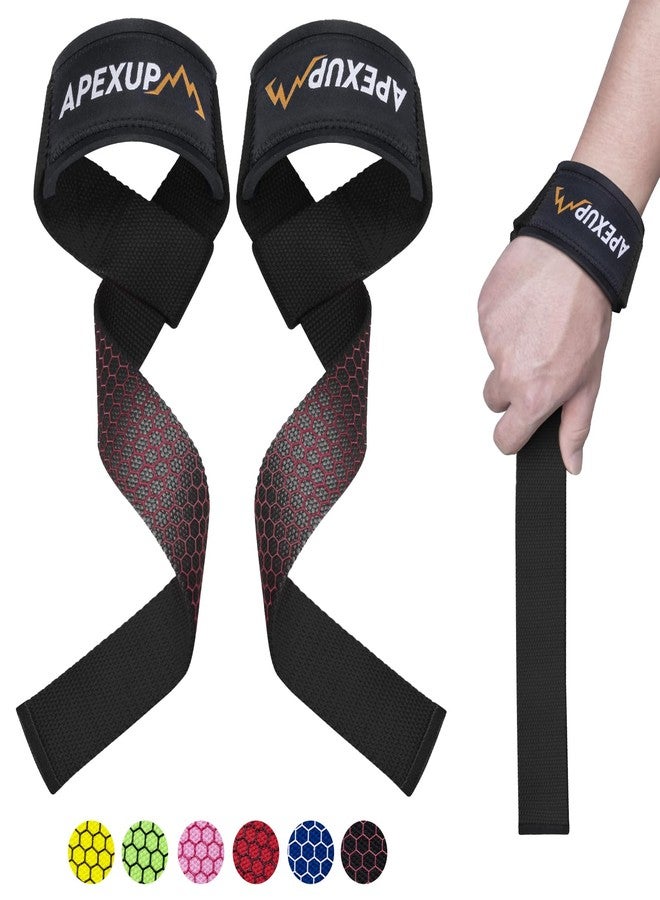 APEXUP Lifting Straps with Padded Neoprene, Anti Slip Silicone and Premium Cotton Lifting Wrist Straps for Weightlifting, Gym, Bodybuilding, Powerlifting, Strength Training, Deadlifts (Black) - Image 1