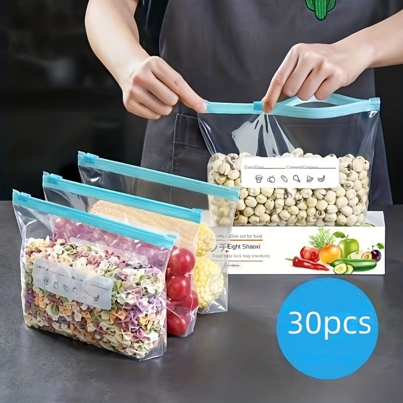 10pcs/20pcs/30pcs Zipper Storage Bags, Food-Grade Zipper Bags, Leak-Proof Zipper Bags, Airtight Food Storage Bags, High-Quality Sealable Bags, Reusable - Suitable for Kitchen Food Preservation - Zipper Seal Bags for Fresh Produce, Fruits - Image 2