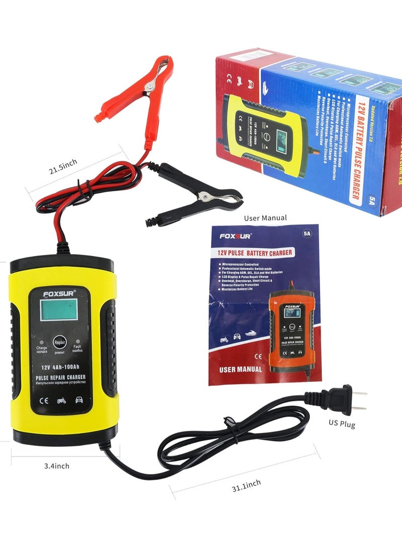 شاحن بطارية ذكي 12V 5 أمبير للسيارة والموتوسيكل وسيارات الدفع الرباعي وجزازة العشب والقوارب وار في والمزيد من المركبات من اي اي اي كي - Image 5