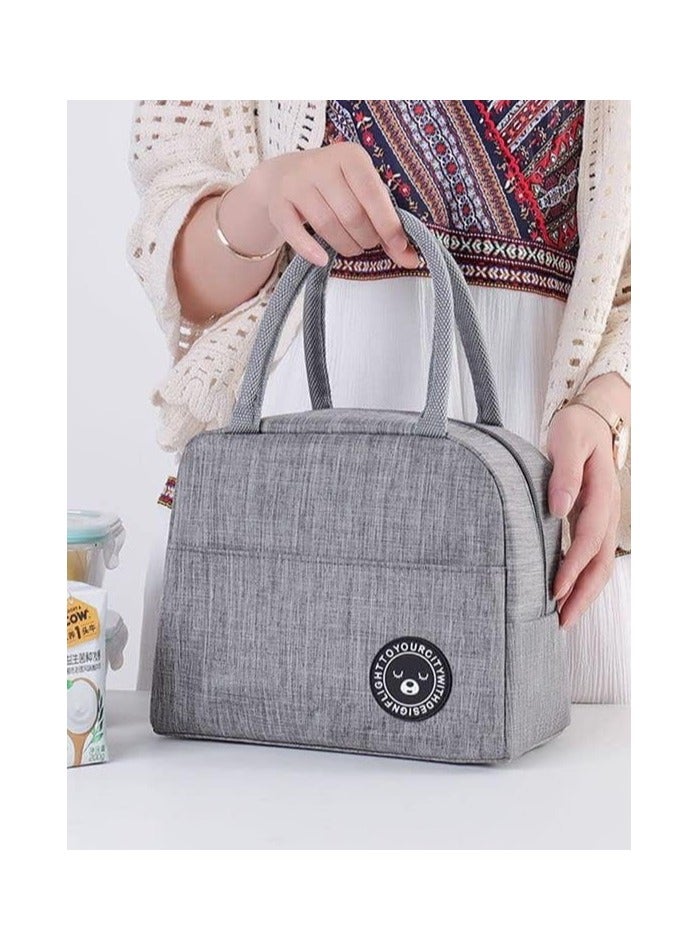 Thermal Picnic Bag for Storage Food, 2 Layers - Grey Pink - Image 4