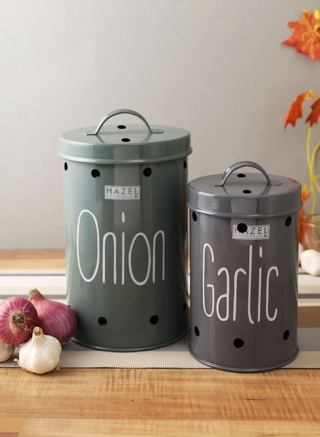 HAZEL Garlic Onion Storage Container For Kitchen | Container For Kitchen Storage Set | Food Grade Storage Container with Lid, Set of 2 - Image 2