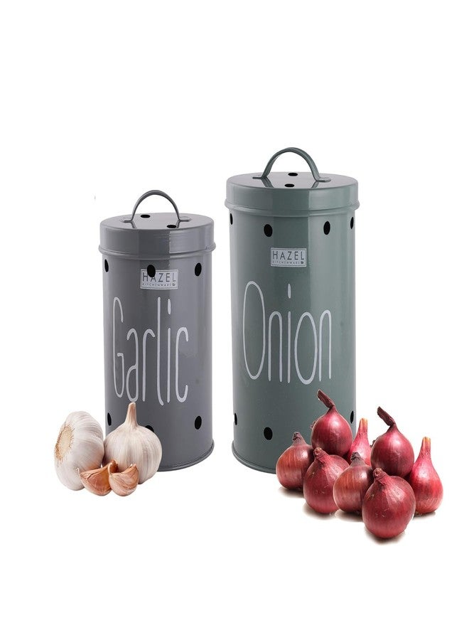 HAZEL Garlic Onion Storage Container For Kitchen | Container For Kitchen Storage Set | Food Grade Storage Container with Lid, Set of 2 - Image 1