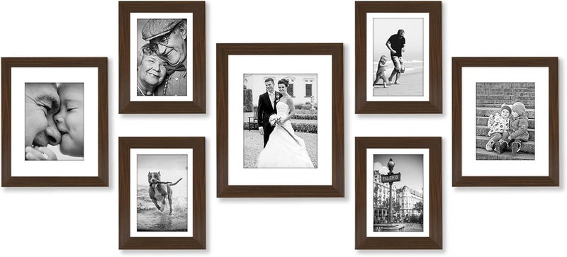 Americanflat 7 Pack Gallery Wall Set | Displays One 11x14, Two 8x10, and Four 5x7 inch photos. Shatter-Resistant Glass. Hanging Hardware Included! Updated modern design - Image 1