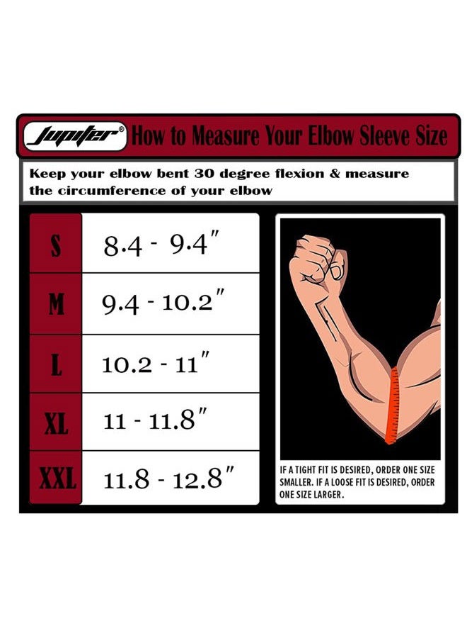 Jupiter Elbow Sleeves (Pair),Support for Squat,Weightlifting,Powerlifting,Basketball and Tennis,5mm Neoprene Compression Brace for Both Women and Men (Small) - Image 3