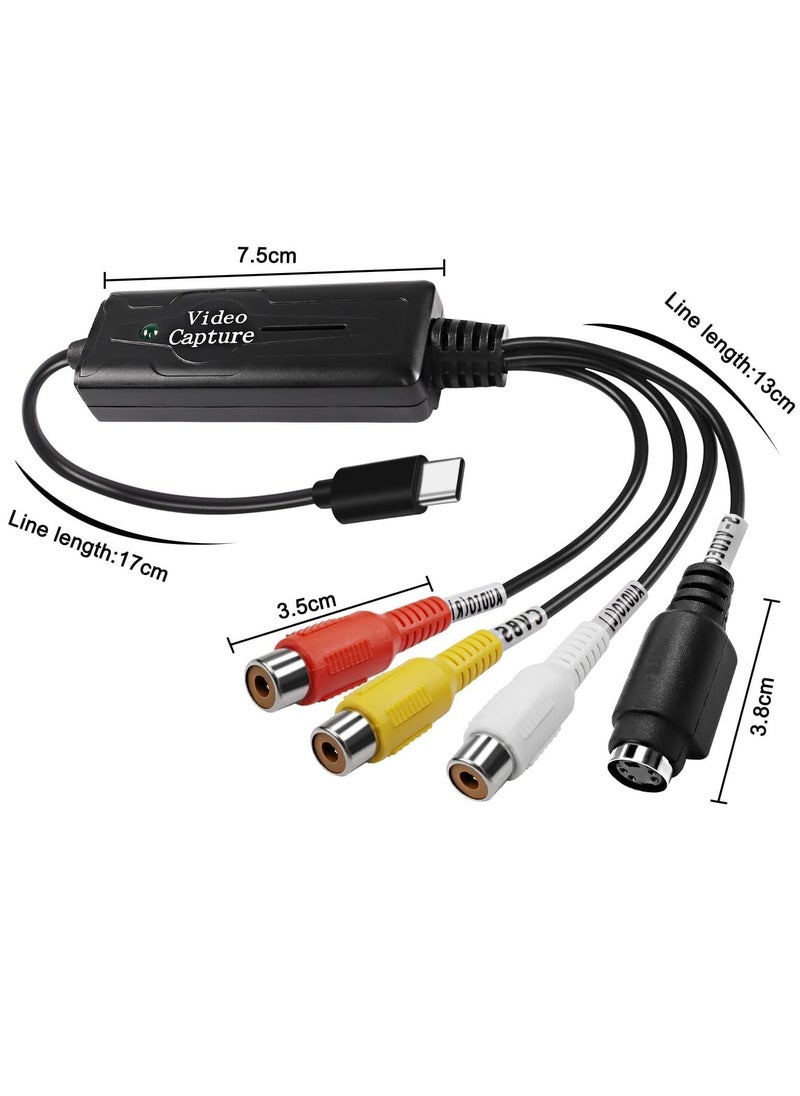 SYOSI - RCA AV to USB C Converter Video Capture Card Adapter 1 Channel AV NTSC PAL Video S Video/Composite to USB Converter Video Audio RCA for Mobile Phone/PC - Image 1