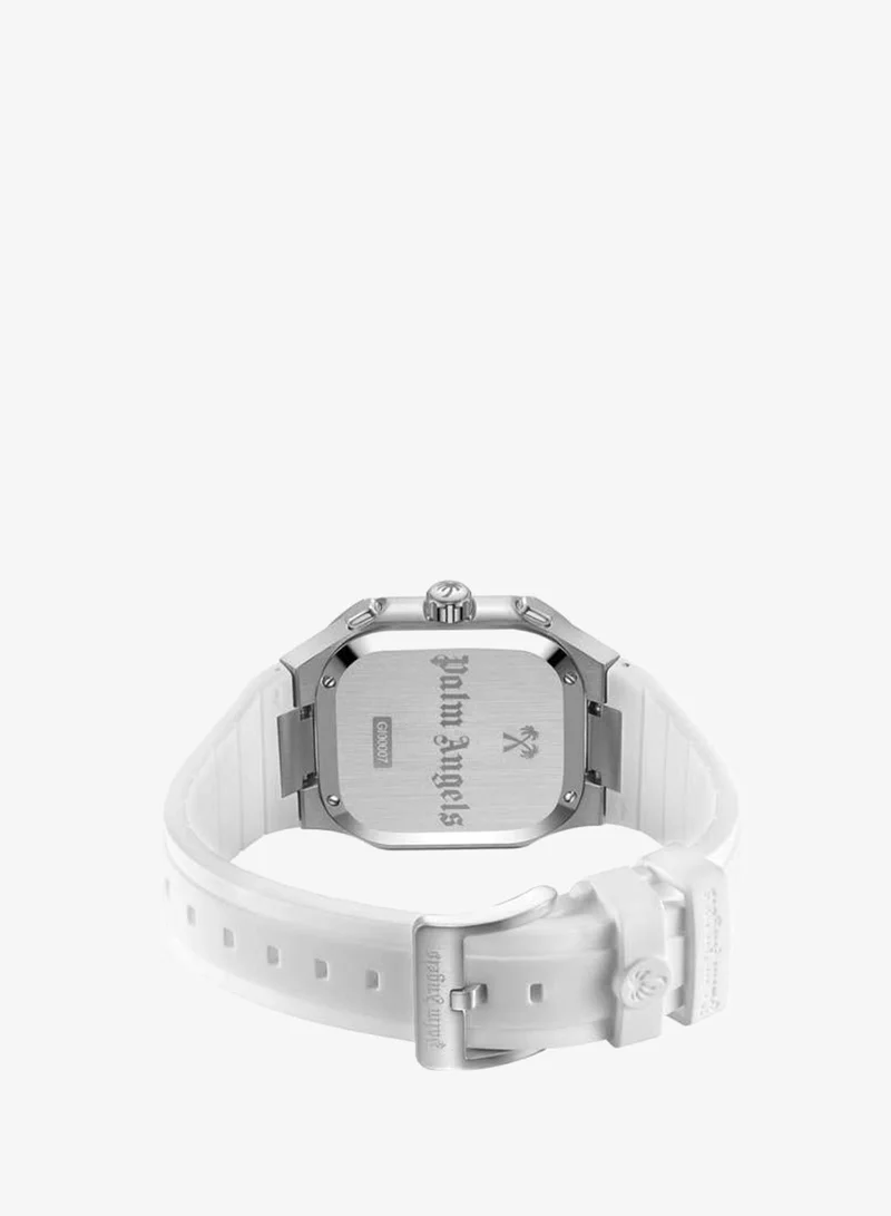 Palm Angels Silver Forte Silver Dial Silicone Strap Dual Time Watch for Men, 43mm for Men | Best Price UAE
