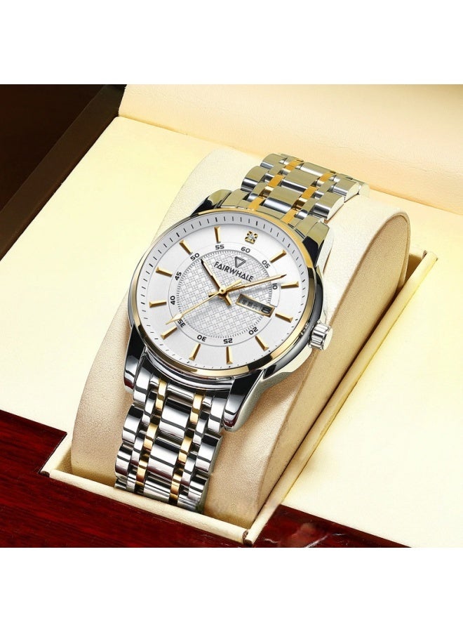 Mark Fairwhale Men's Quartz Wristwatch, White Dial, Business Water-Resistant Watch - Image 2
