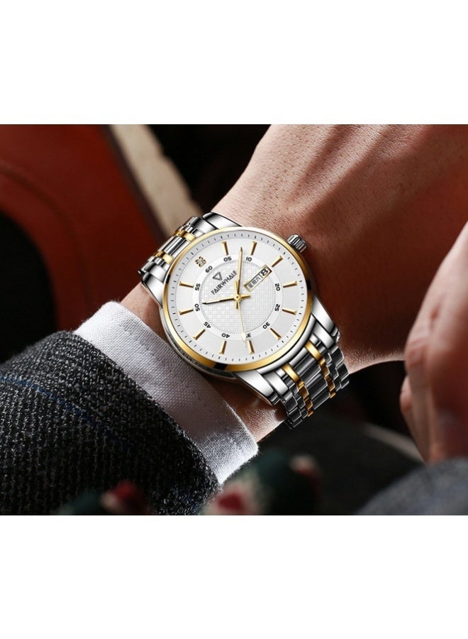 Mark Fairwhale Men's Quartz Wristwatch, White Dial, Business Water-Resistant Watch - Image 4