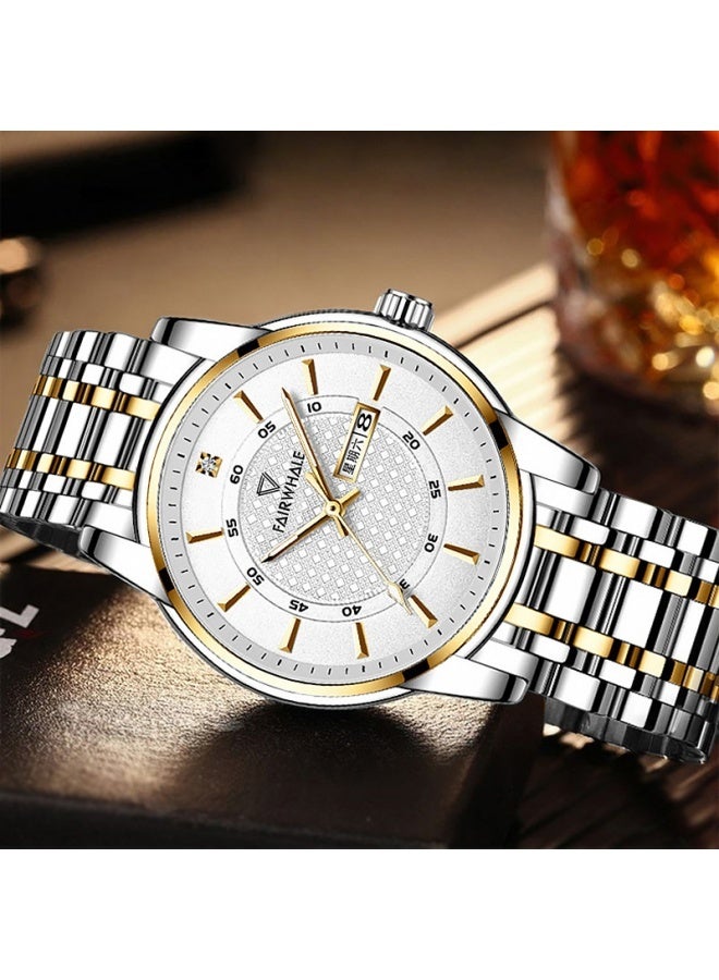 Mark Fairwhale Men's Quartz Wristwatch, White Dial, Business Water-Resistant Watch - Image 3
