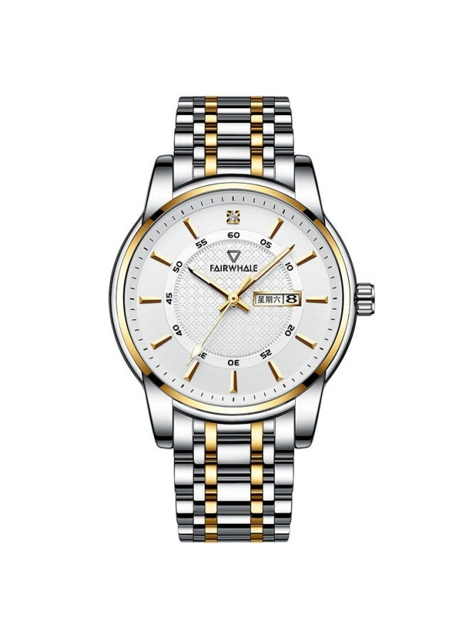Mark Fairwhale Men's Quartz Wristwatch, White Dial, Business Water-Resistant Watch - Image 1