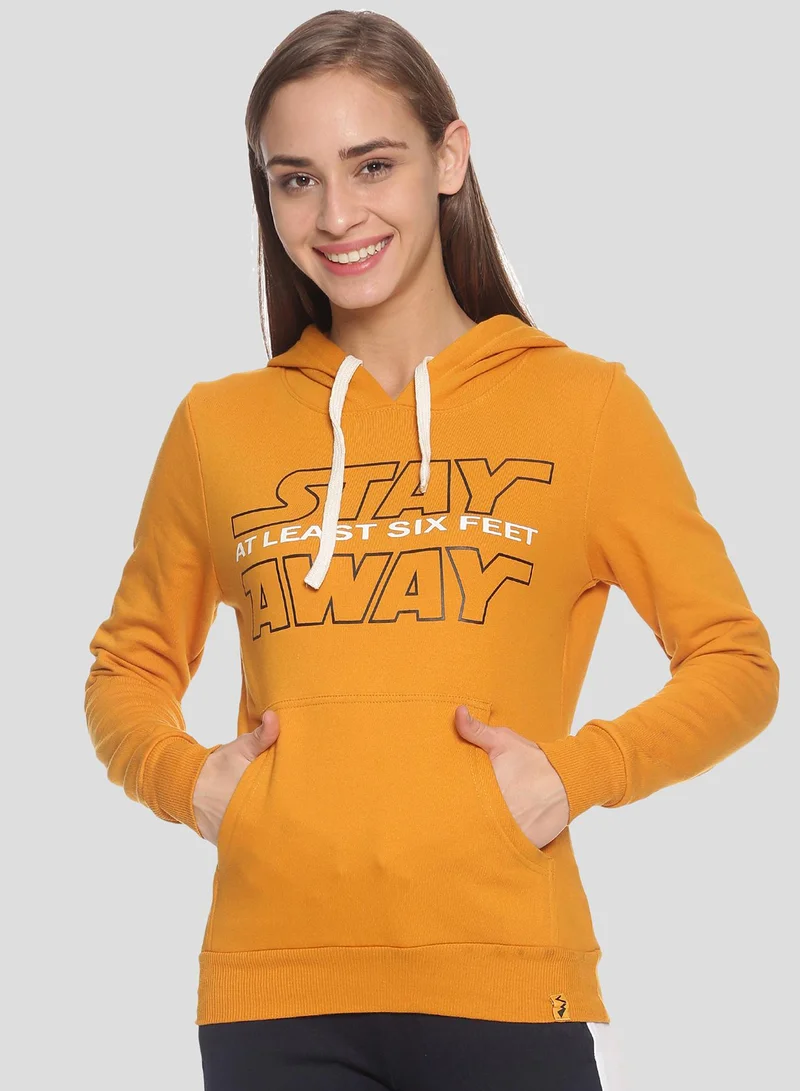 كامبوس سوترا هودي نسائي أصفر خردلي بطبعة -