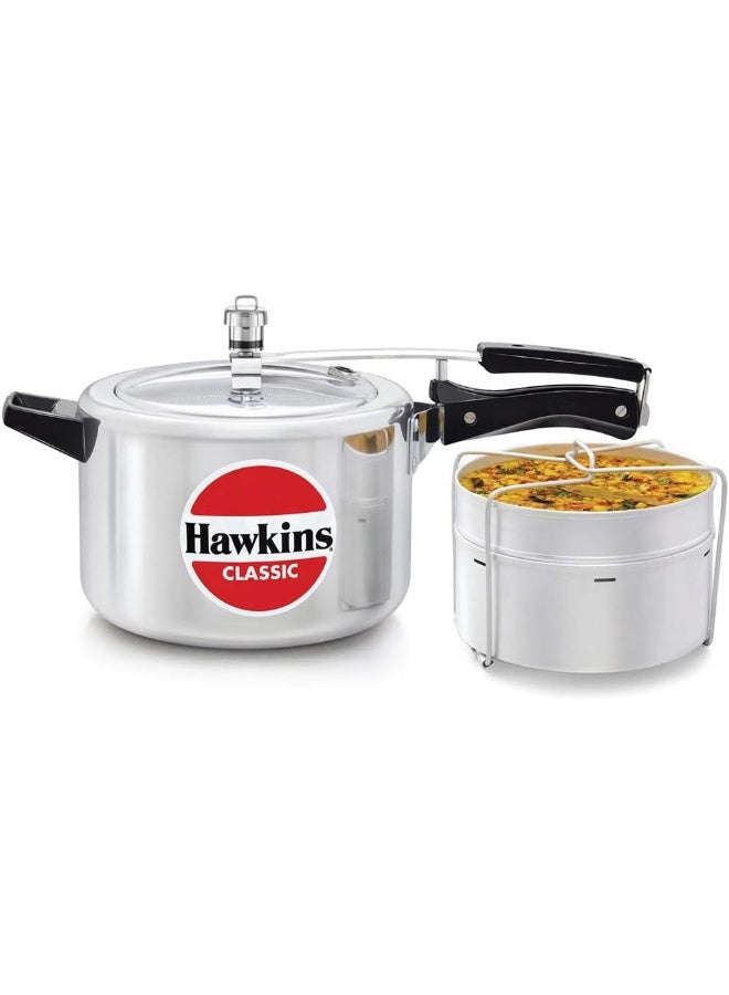 Hawkins 5 Liters Classic Aluminium Pressure Cooker,With Aluminium Separators,Silver  - Image 1