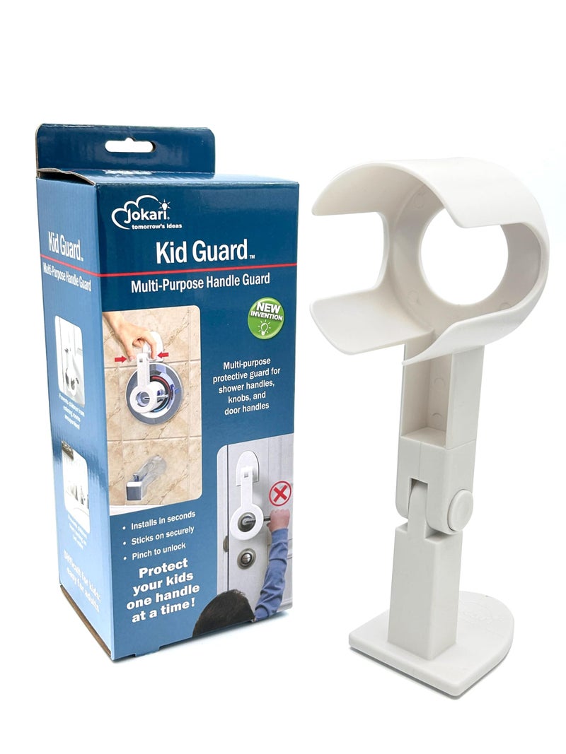 Jokari حارس سلامة الأطفال من جوكاري. واقي متعدد الاستخدامات لمقابض الأحواض والدش، أو مقابض الأبواب. قفل مضاد للأطفال يمنع حروق الماء الساخن والوصول غير المراقب. سهل التركيب، تصميم متين - Image 1