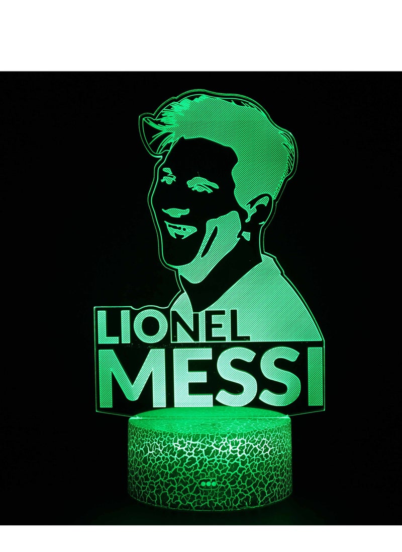 LED Night Light Football Player Nightlight 3D Lamp Bedroom Décor Touch and Remote Mode Messi
