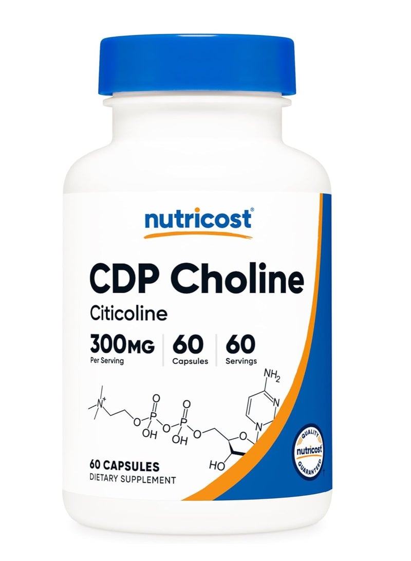 Nutricost CDP Choline (Citicoline) 300mg, 60 Vegetarian Capsules