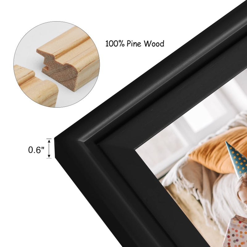Tamolus 4x6 Double Hinged Picture Frame Folding Photo Frame Vertical and Horizontal in Black Pine Wood with Real Glass for Tabletop X2-HEI-SH46 - Image 3