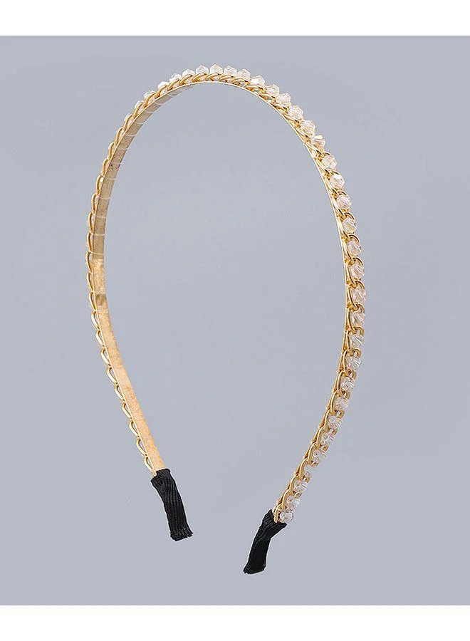 Mark & Mia Mark & Mia Hair Band, Elegant Design, Decorative Style, Durable, 6 to 12 Years - White and Golden