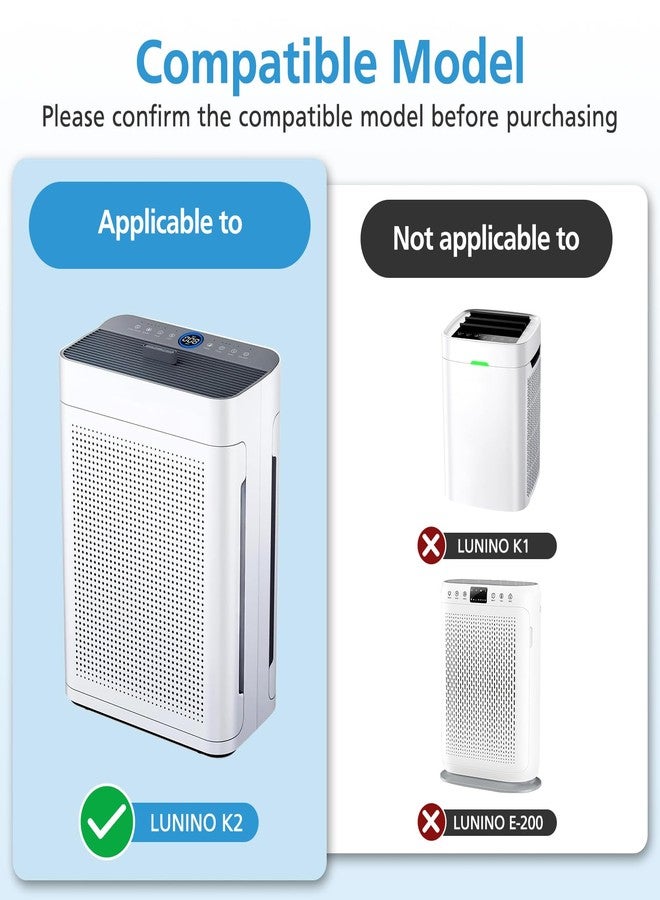 إيزينجو عبوة من فلترين بديلين K2 متوافقين مع جهاز تنقية الهواء LUNINO K2 و TER Air MK-AP01، فلتران HEPA مزدوجان الجوانب بثلاث مراحل وفلترين كربونيين قابلين للغسل - Image 3