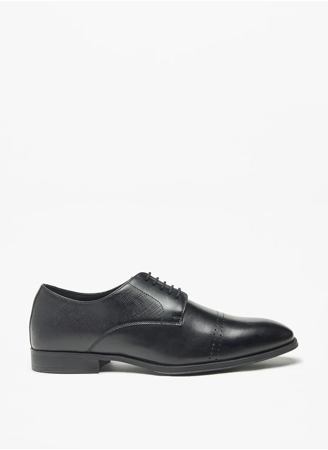 دوتشيني Men's Solid Derby Shoes with Lace-Up Closure