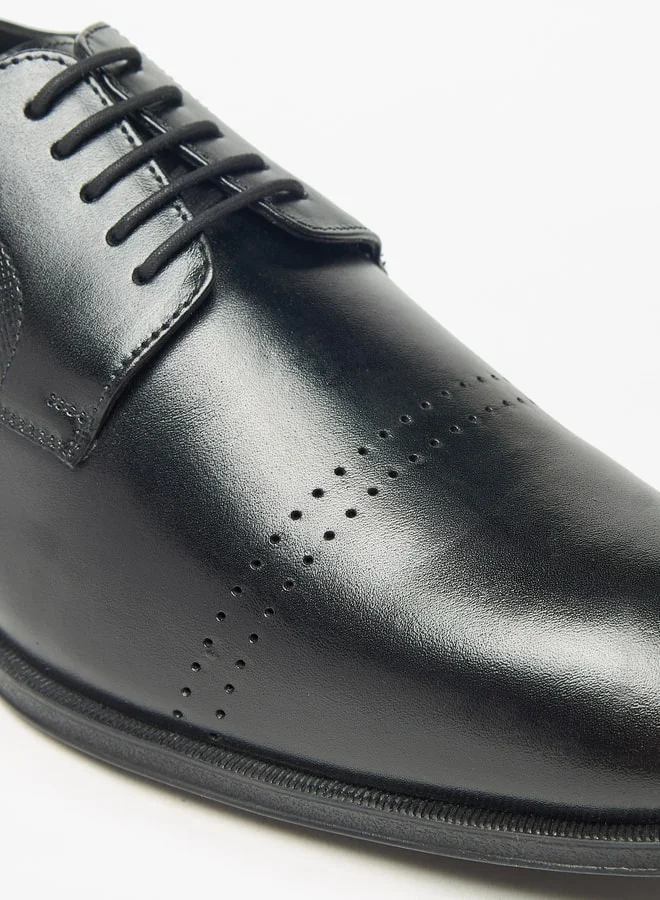 دوتشيني Men's Solid Derby Shoes with Lace-Up Closure