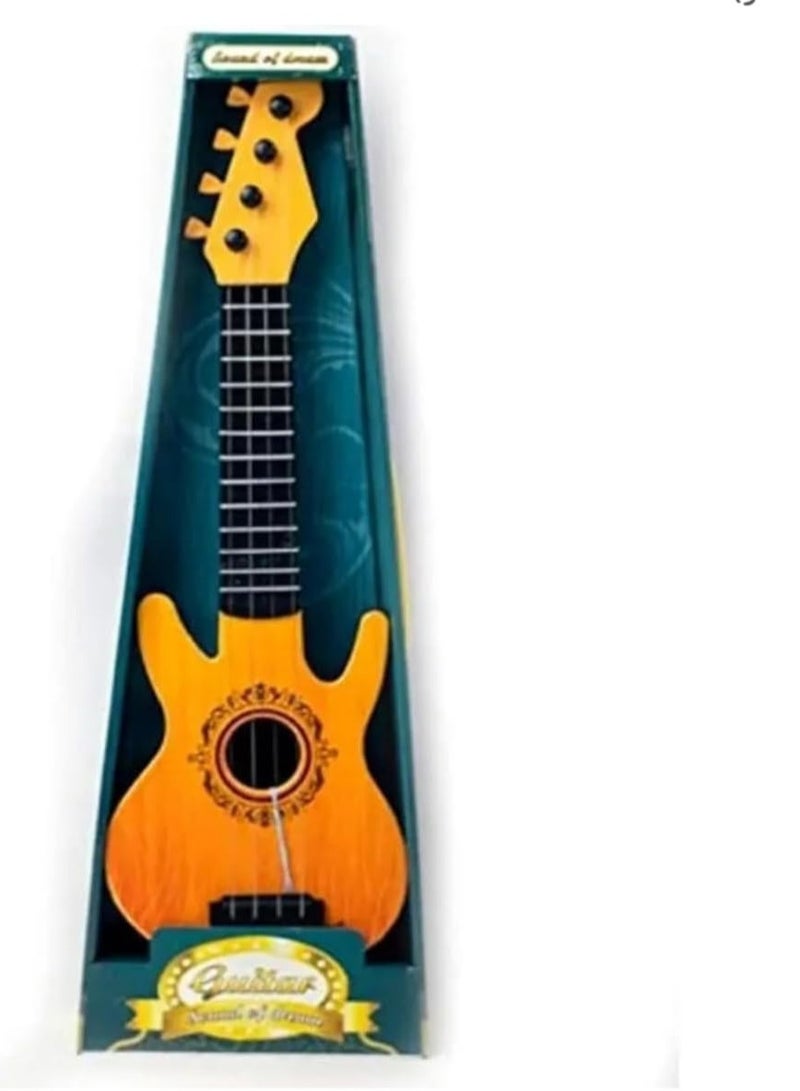 Kids Guitar Toy Medium Size 4 Strings Metal Available 3 Colors (Yellow)  - Image 1
