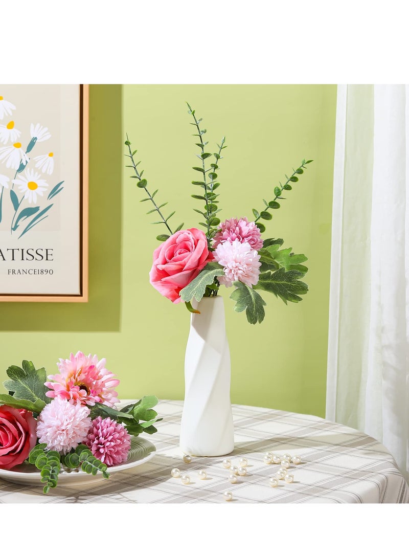 SYOSI 10 Pcs Plastic Composite Flower Vase, White Tall Conic Floral Vase Ceramic Look Small Bud Vase Unbreakable Bud Vase for Centerpieces Wedding Living Room Decorations - Image 2