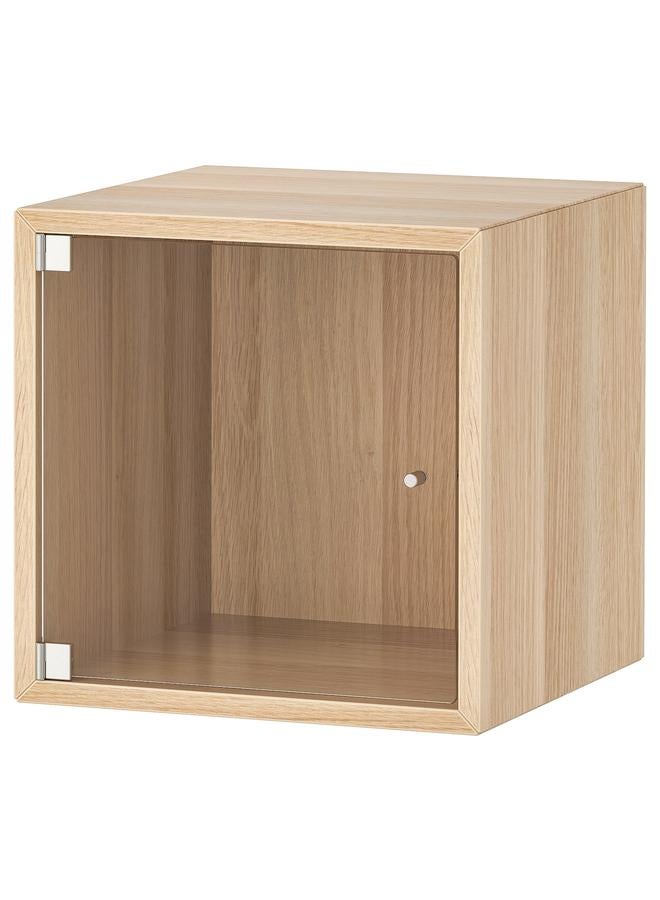 erorex Wall cabinet with glass door, white stained oak effect, 35x35x35 cm - Image 1