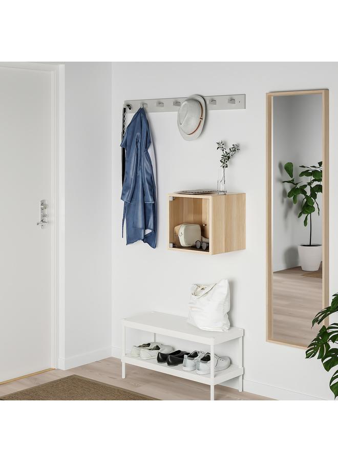 erorex Wall cabinet with glass door, white stained oak effect, 35x35x35 cm - Image 4