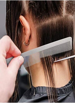 Patelai 3 Pieces Metal Barber Combs Stainless Steel Hair Comb Fine Cutting Comb Hair Styling Hairdressing Comb Salon Detangler Comb For Women And Men (Fine Cutting Comb)  - Image 4